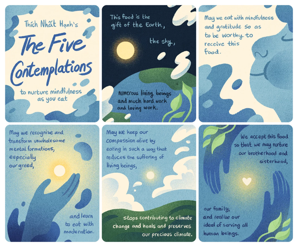 "The Five Contemplations," outlined in his book Savor: Mindful Eating, Mindful Life